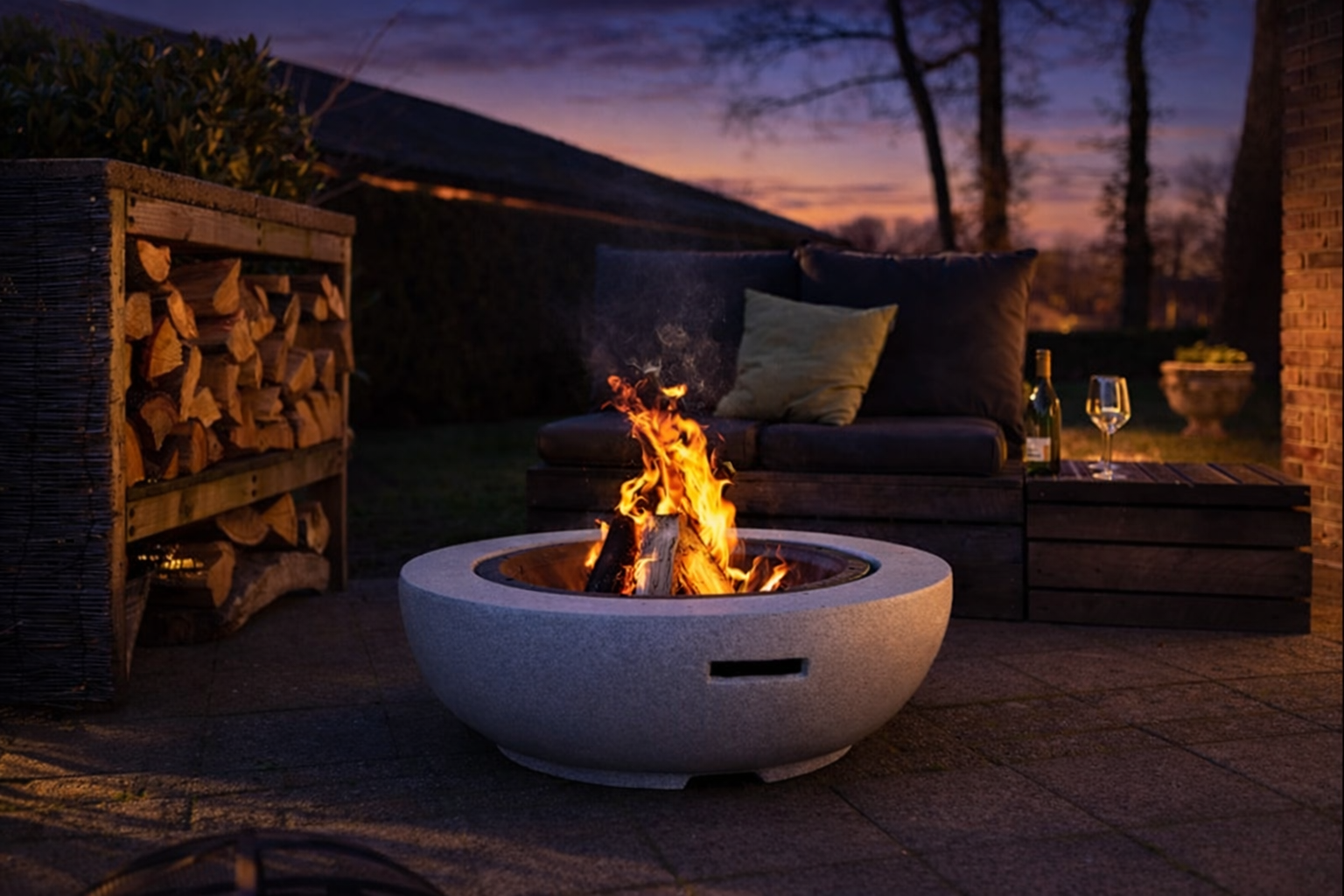 Grey Fire Bowl Pit Outdoor Garden – The Garden Furniture Shop
