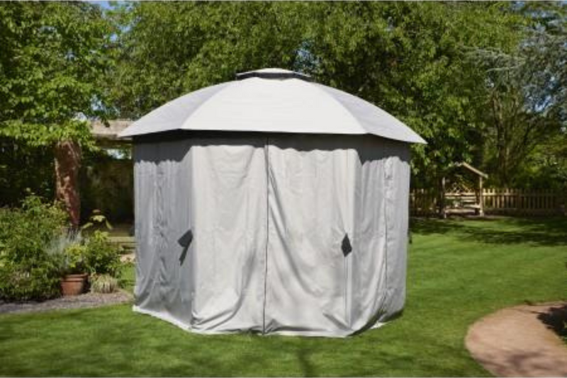 Big Hexagon 3.5m x 3.5m Gazebo Grey Curtain set