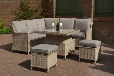 Cannes Rattan 5 Piece Corner Dining Set Latte