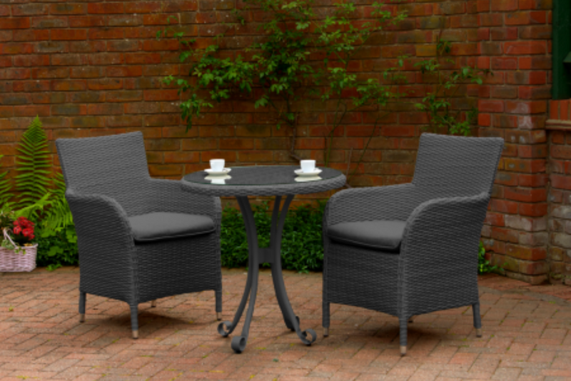 Colmar Rattan Tea for Two Furniture Set Charcoal