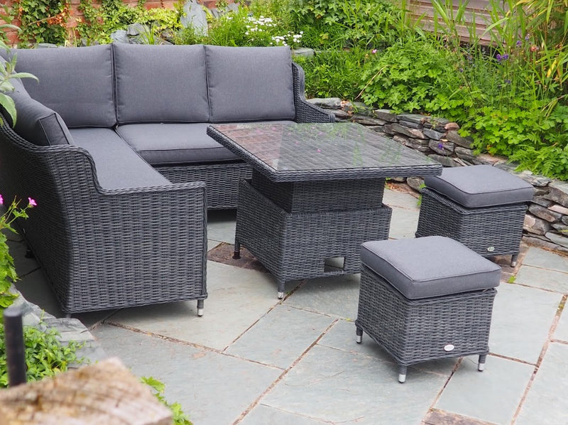 Cannes 5 Piece Corner Sofa Set with Hi Lo Table Charcoal