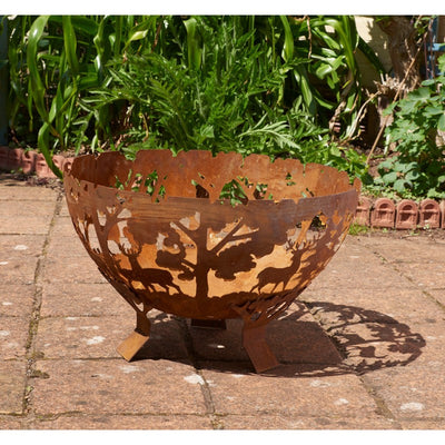 Rust Effect Half Globe Metal Fire Pit