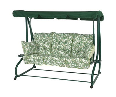 Pendulum 3 Seater steel hammock swing Cotswold Leaf green floral