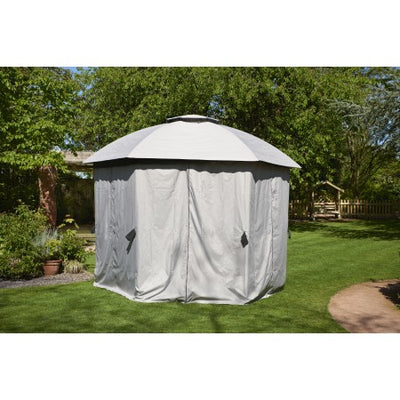 Big Hexagon 3.5m x 3.5m Gazebo Grey Curtain set