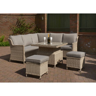 Cannes Rattan 5 Piece Corner Dining Set Latte