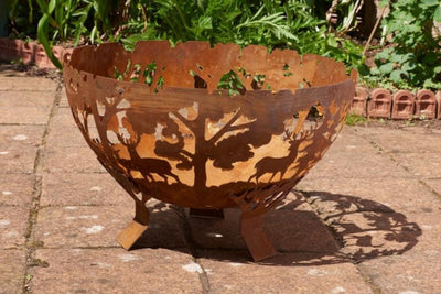 Rust Effect Half Globe Metal Fire Pit