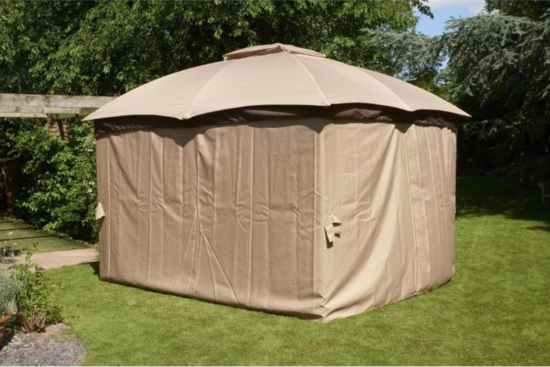 Rio 3m x 3.65m Gazebo Curtain Set Light Brown