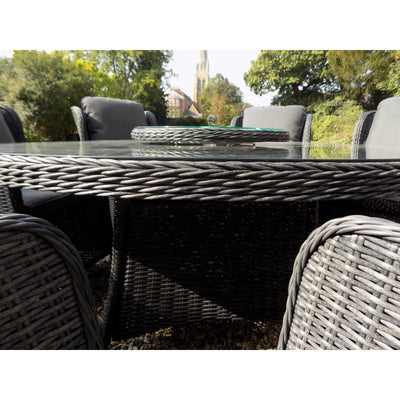 Vouvant Rattan Round 1.5mTable Dining Set 6 chairs Charcoal