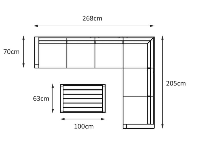 Tiana Aluminim L shaped corner Set